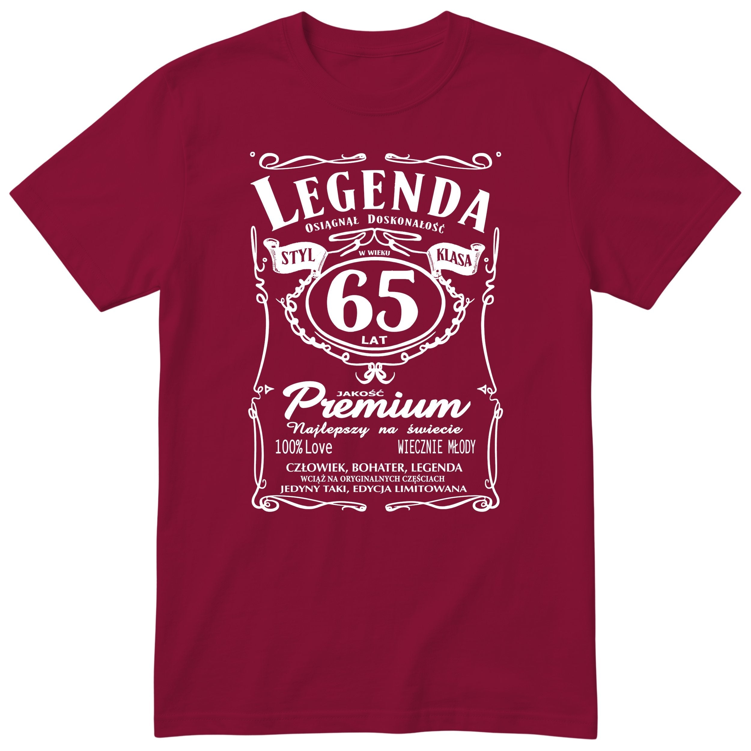 Koszulka Legenda 65 Lat - bordowa