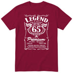 Legend Real Queen 65th birthday t-shirt for women in burgundy - Gildan 64000 vintage label