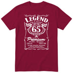 Legend 65th Birthday T-Shirt - Retro Label Gift for Dad - Burgundy