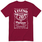 Legend 70th Birthday T-Shirt - Retro Label Gift for Grandad - Burgundy