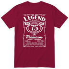 Legend Real Queen 75th birthday t-shirt for women in burgundy - Gildan 64000 vintage label