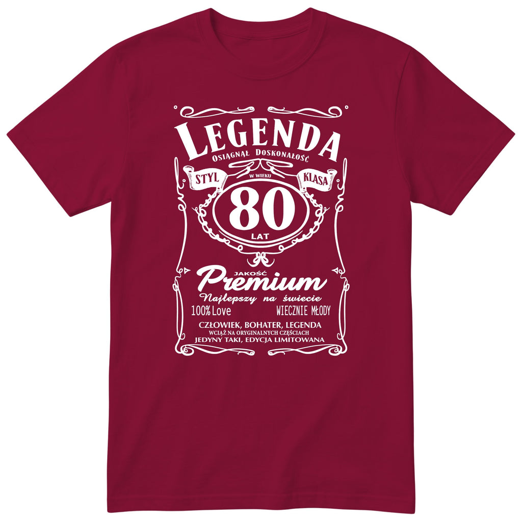 Koszulka Legenda 80 Lat - bordowa