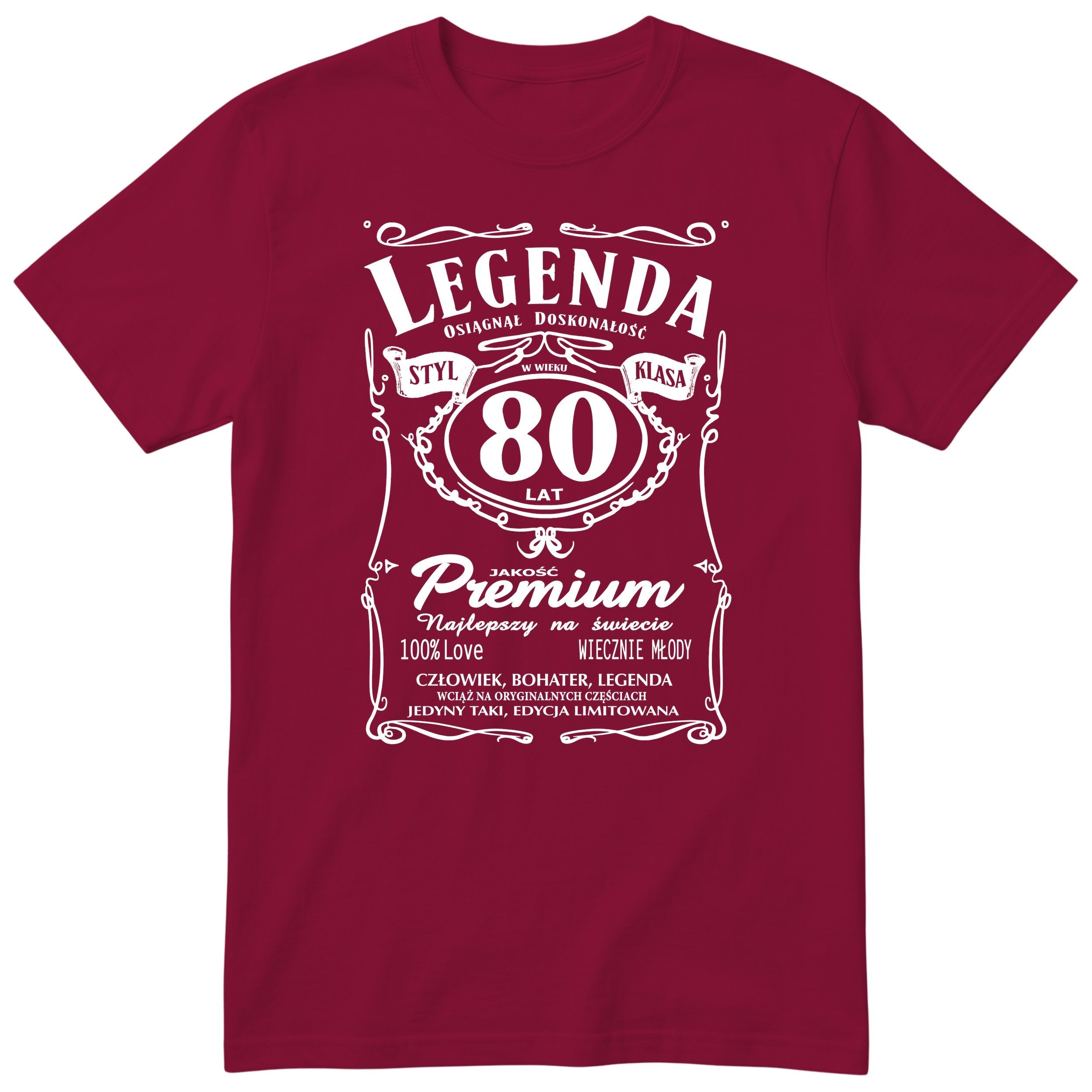 Koszulka Legenda 80 Lat - bordowa