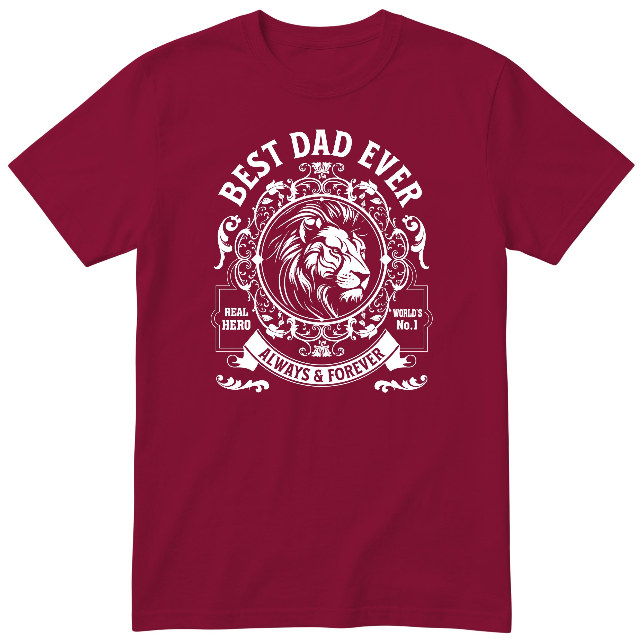Best Dad Ever Lion T-Shirt - Burgundy