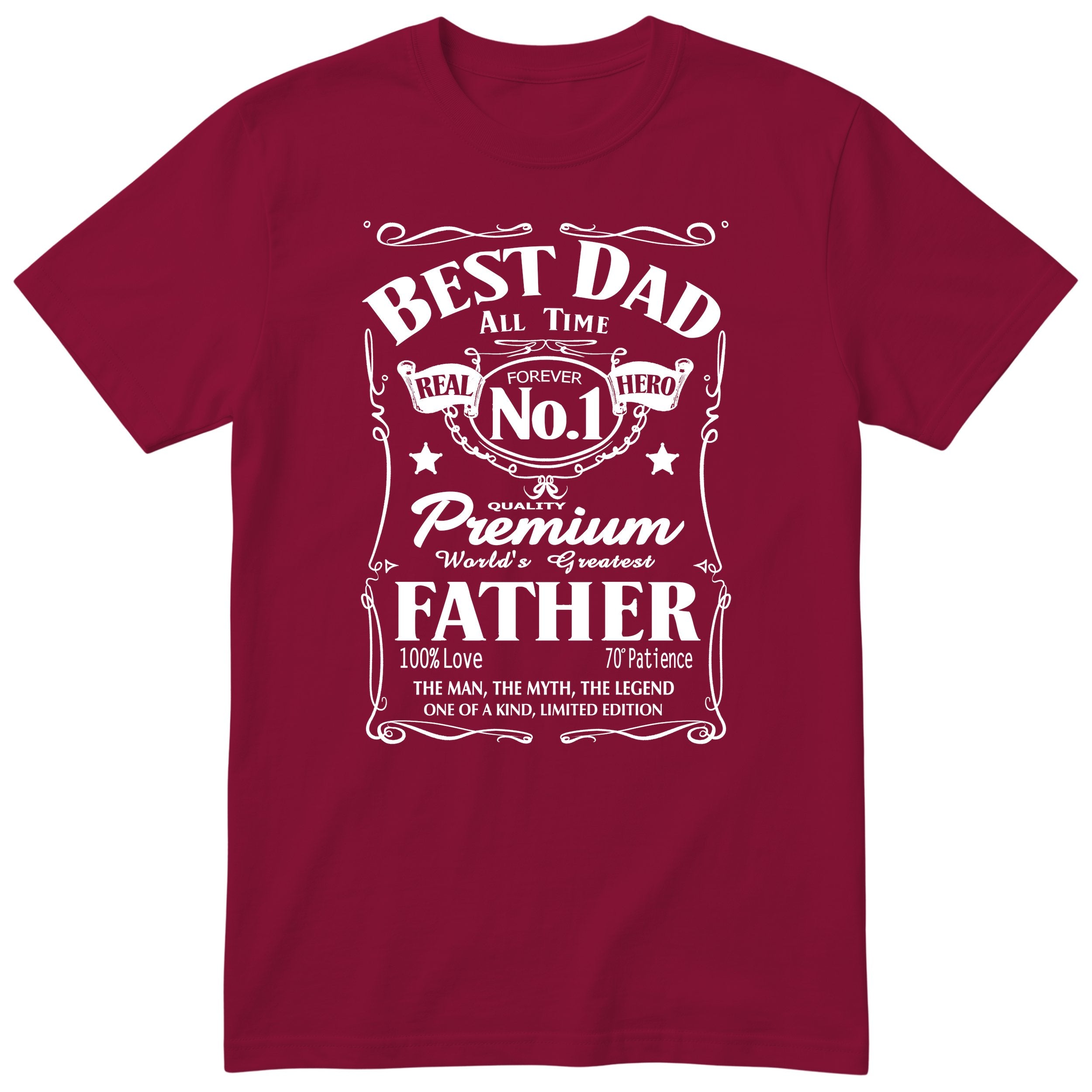 Best Dad Real Hero Whisky T-Shirt - Burgundy