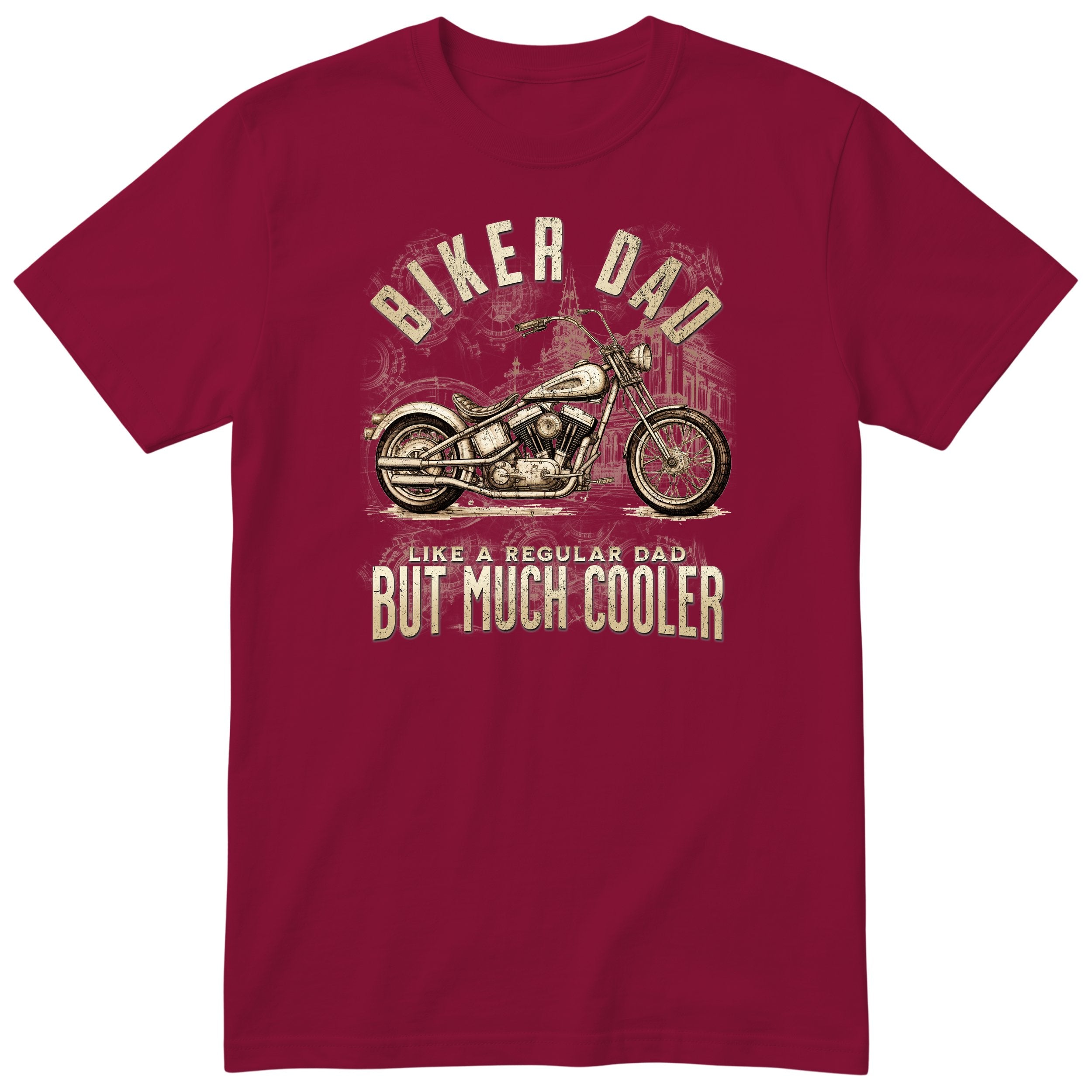 Biker Dad Chopper Motorcycle T-Shirt - Burgundy