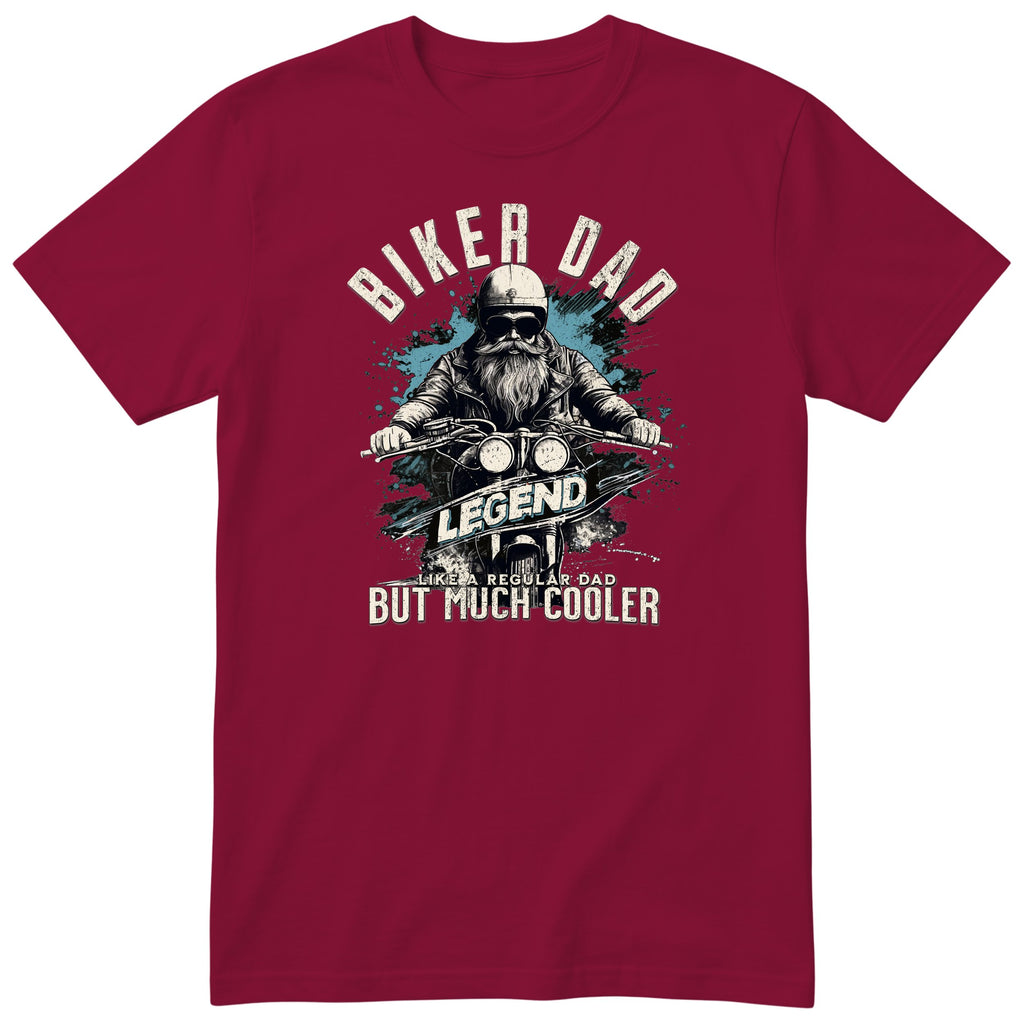 Biker Dad Legend Blue Motorcycle T-Shirt - Burgundy