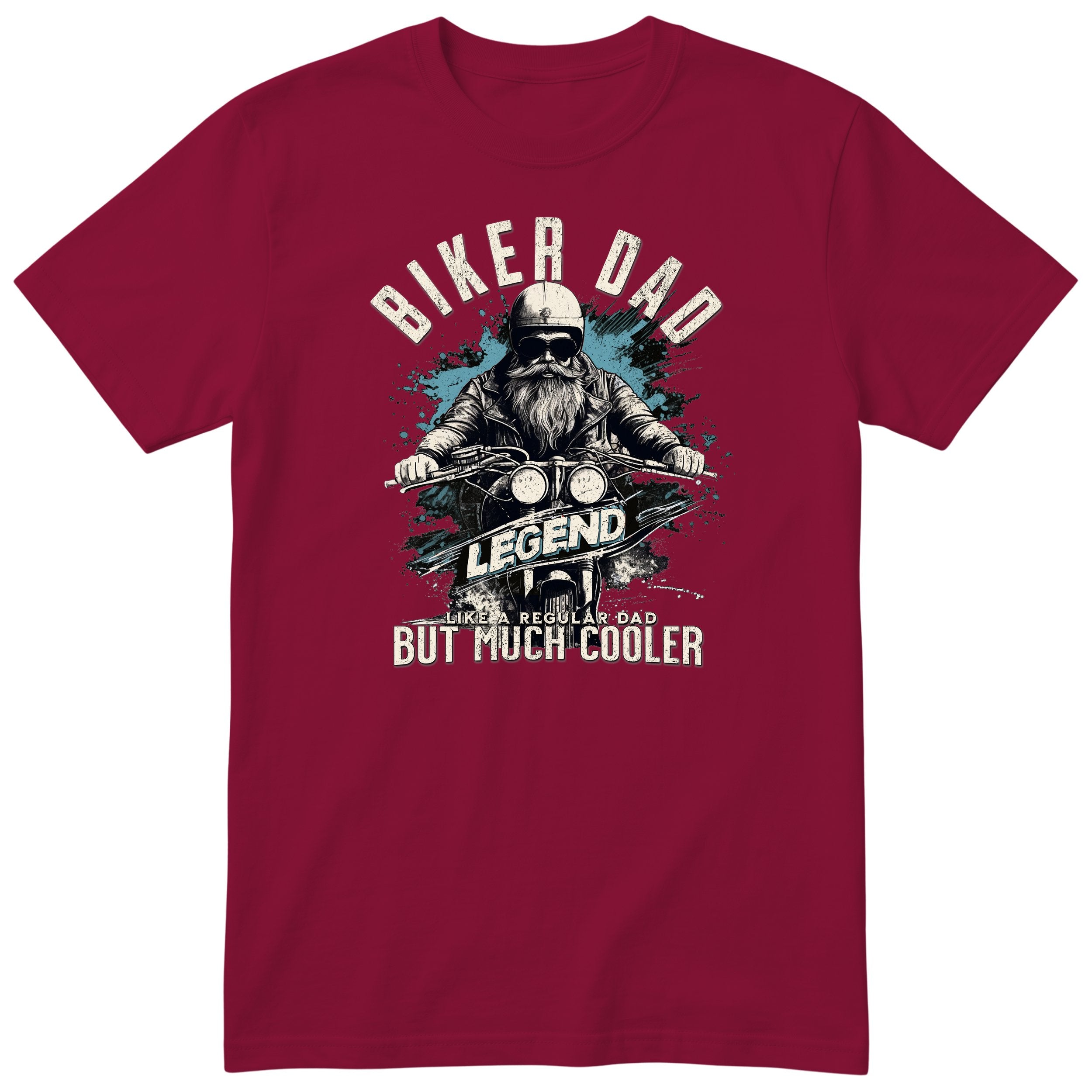 Biker Dad Legend Blue Motorcycle T-Shirt - Burgundy
