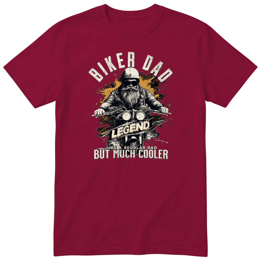 Biker Dad Legend Orange Motorcycle T-Shirt - Burgundy