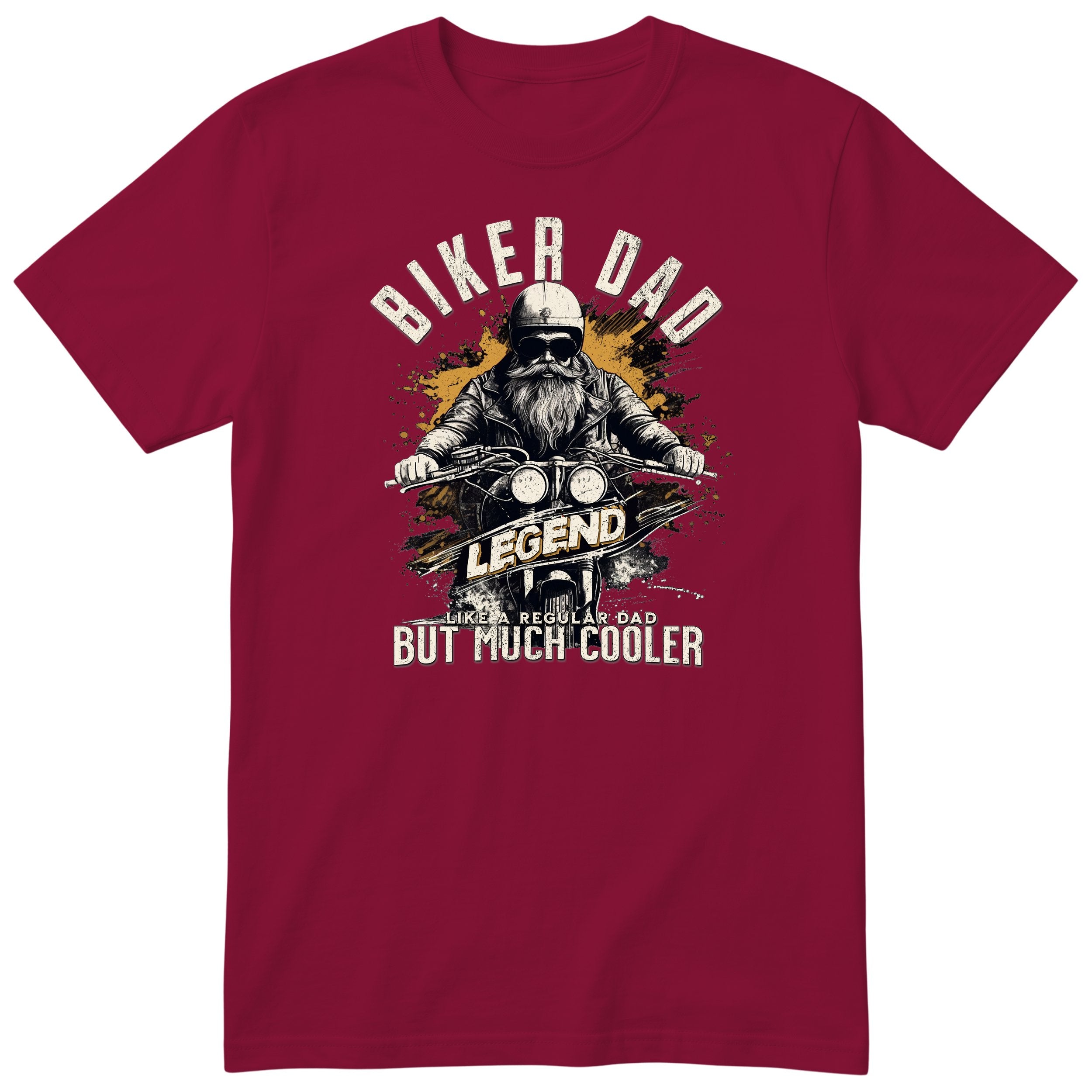Biker Dad Legend Orange Motorcycle T-Shirt - Burgundy