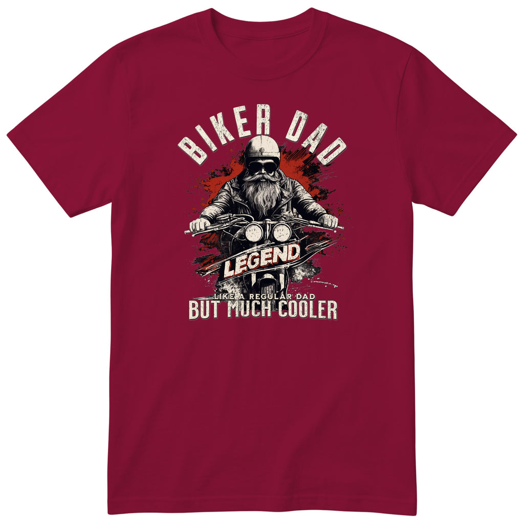 Biker Dad Legend Red Motorcycle T-Shirt - Burgundy