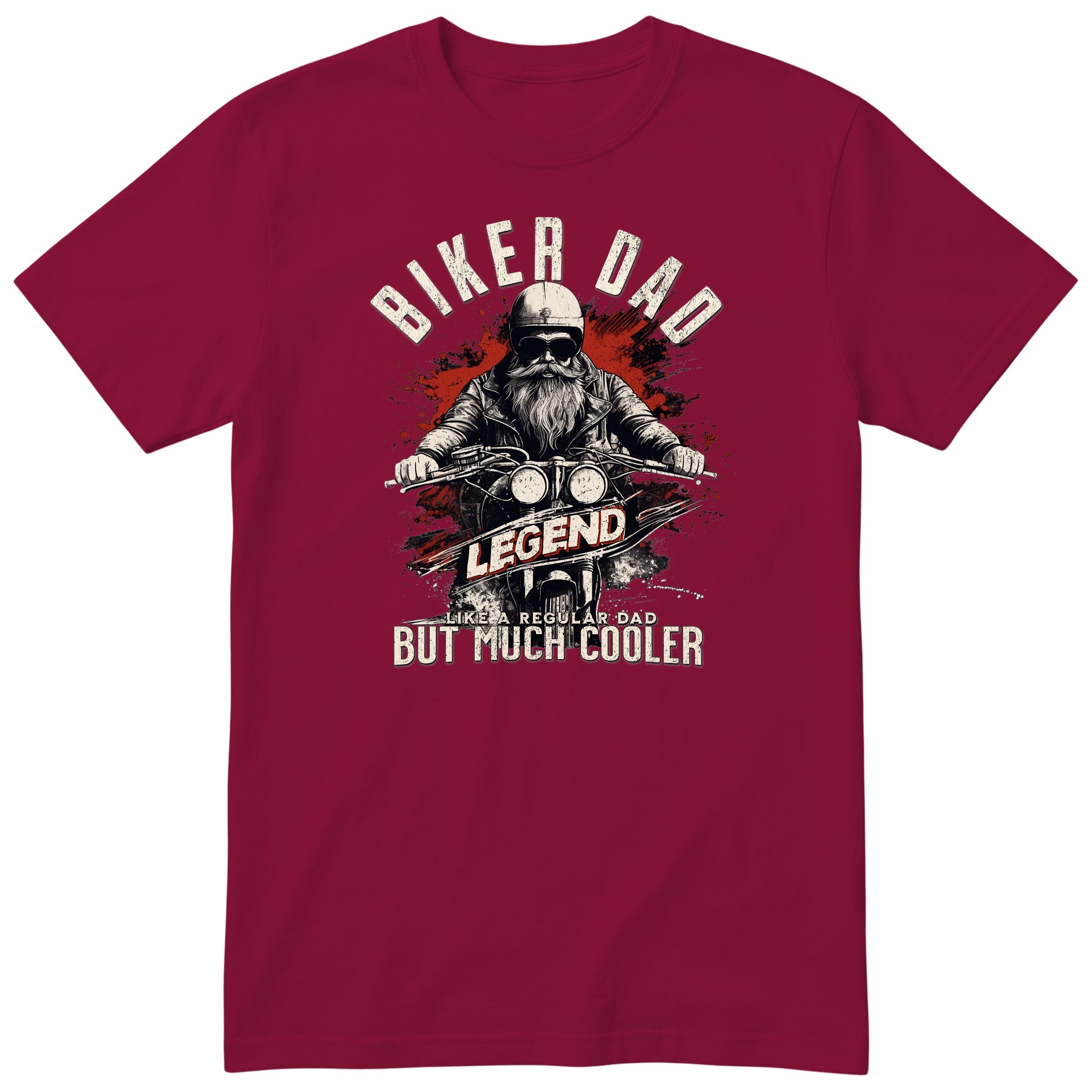 Biker Dad Legend Red Motorcycle T-Shirt - Burgundy