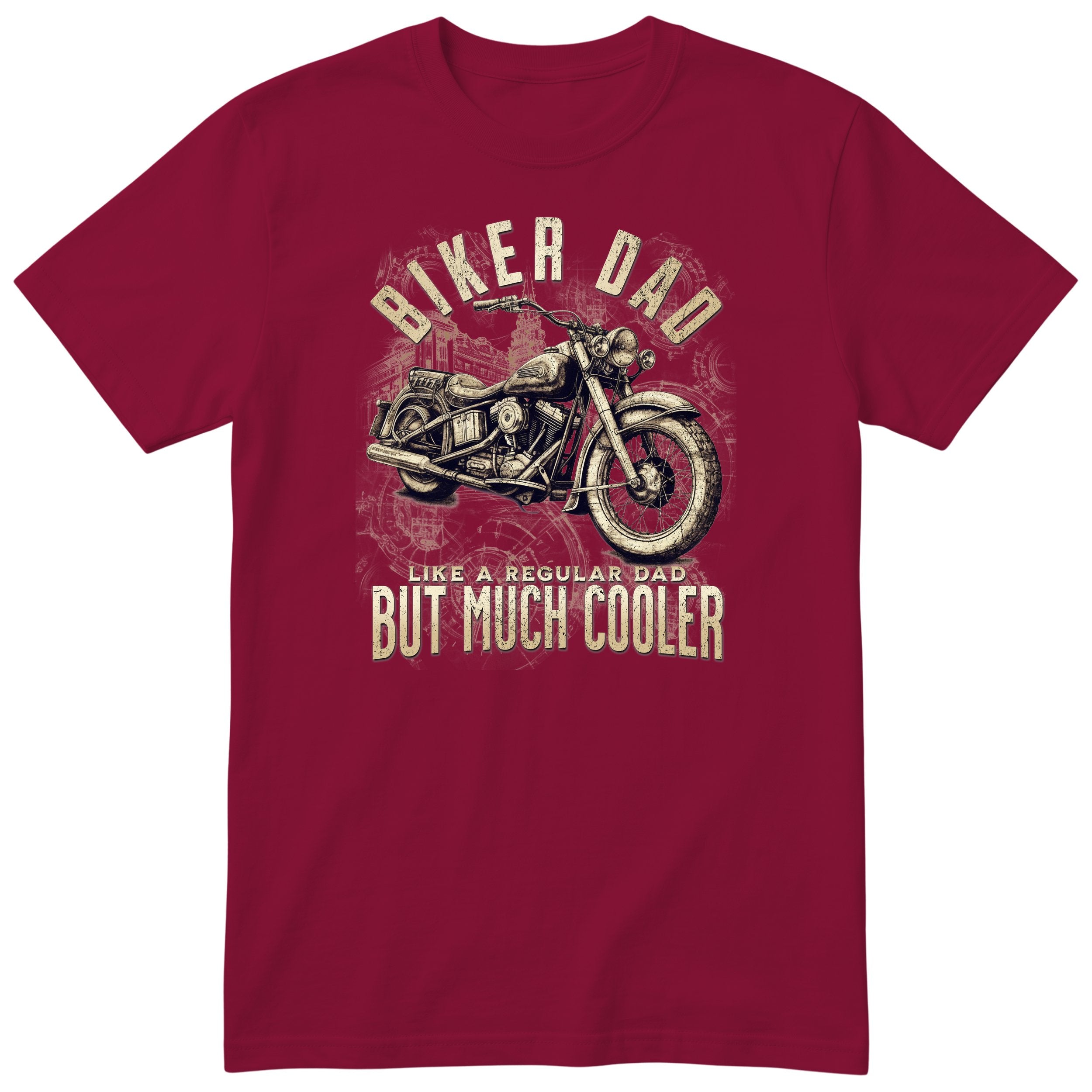 Biker Dad Vintage Motorcycle T-Shirt - Burgundy