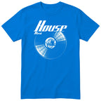 Royal Blue House Music Vinyl Records t-shirt - vinyl record print, gift for DJs and house music fans, GitGraf