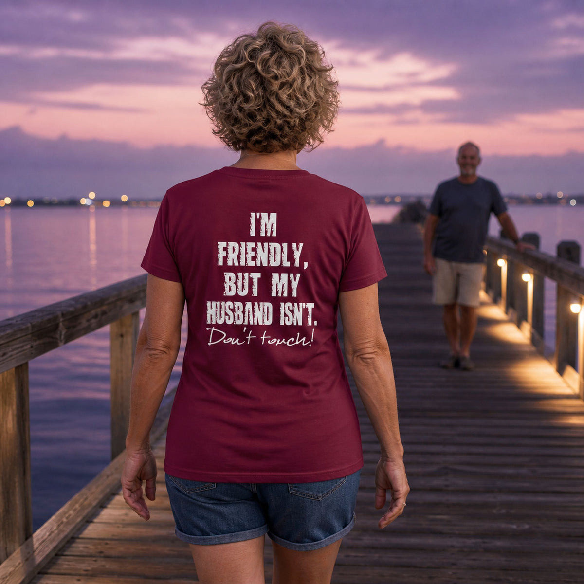 Koszulka dla Żony - I'm Friendly But My Husband Isn't | Od Męża