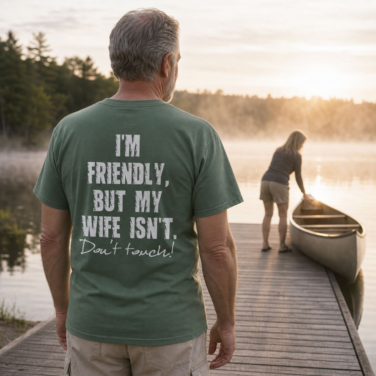 Koszulka dla Męża - I'm Friendly But My Wife Isn't | Od Żony