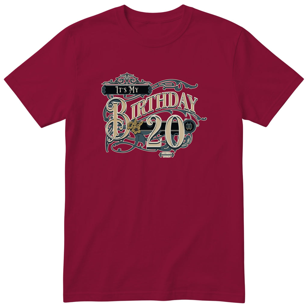 Its My Birthday 20 unisex vintage t-shirt Burgundy