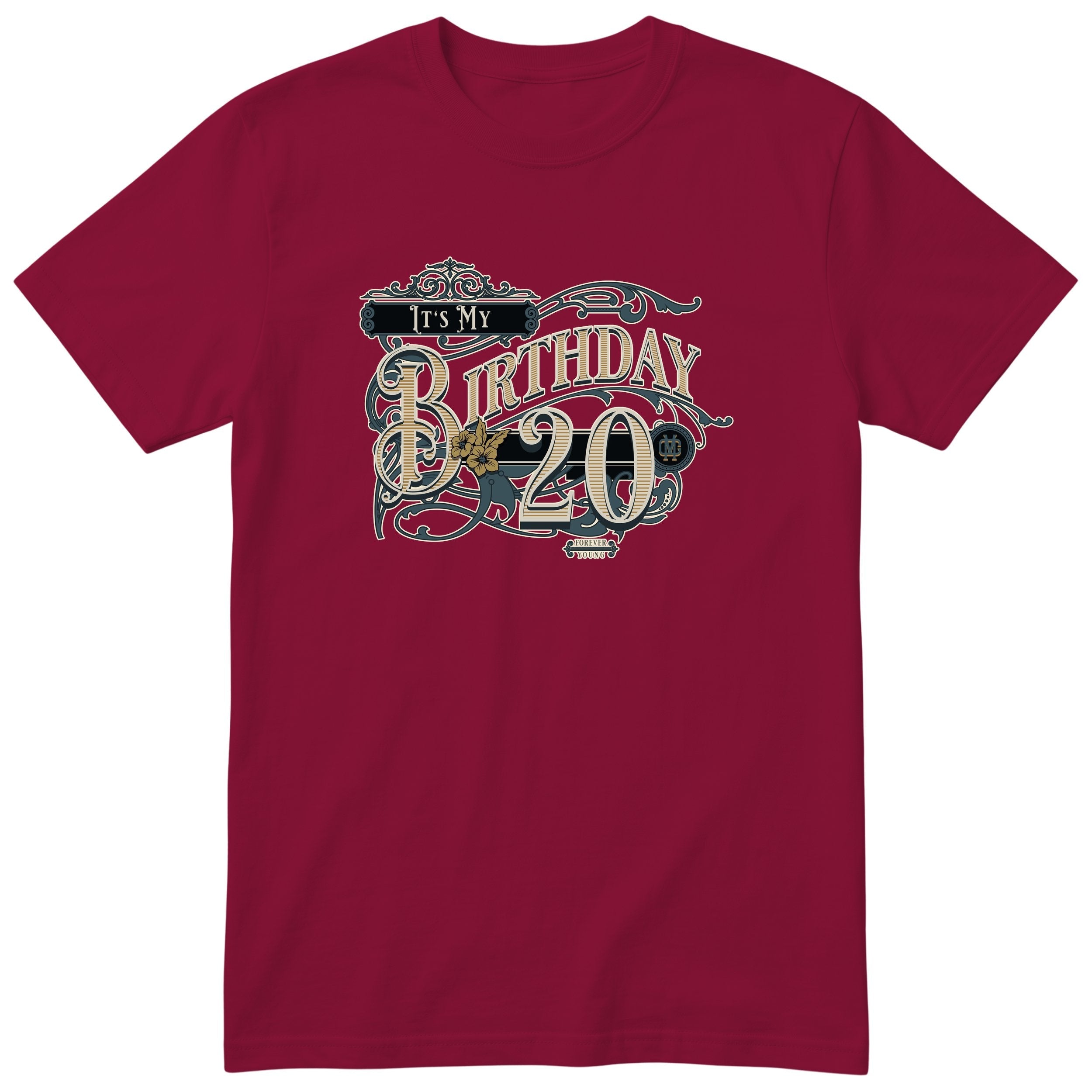 Its My Birthday 20 unisex vintage t-shirt Burgundy