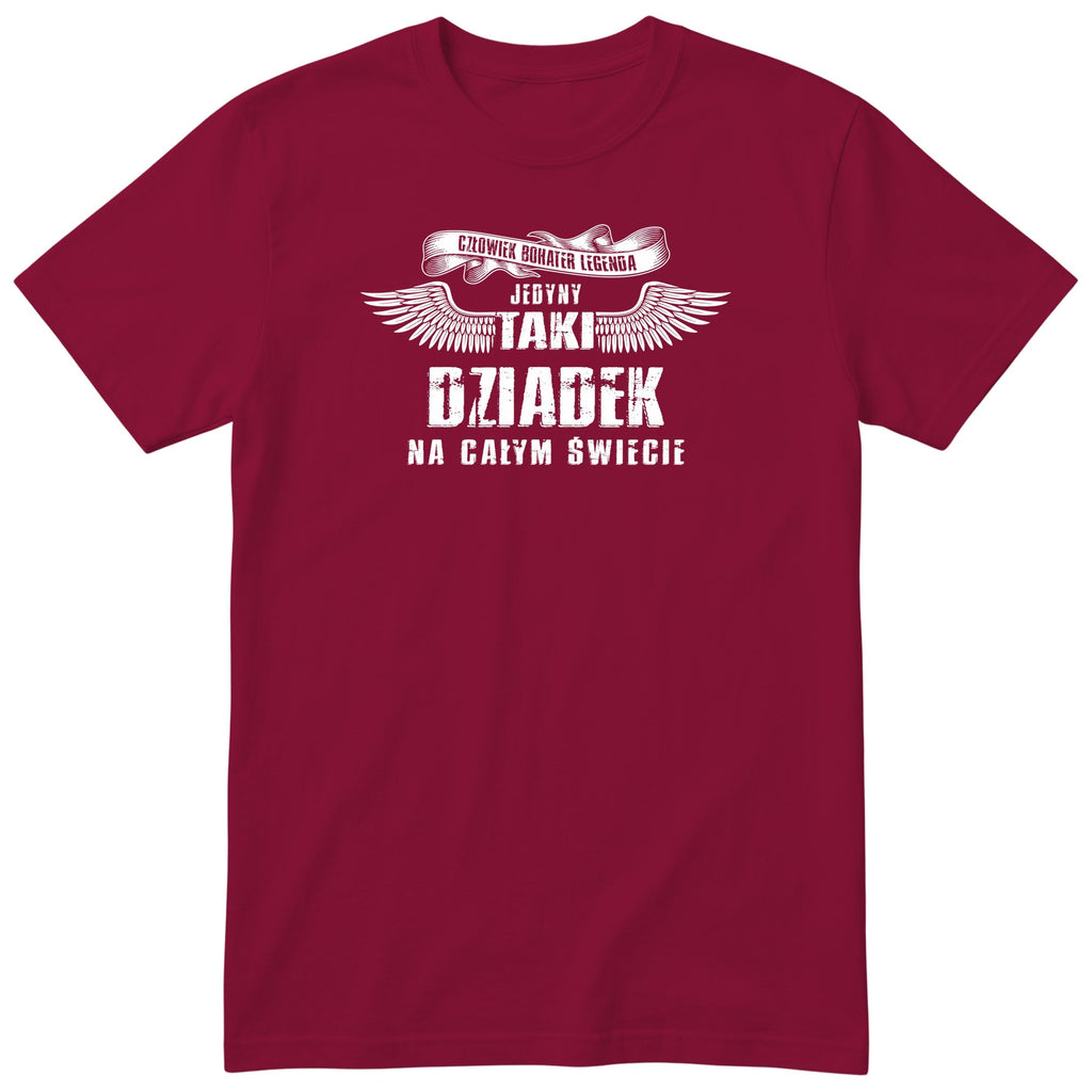 Bordowa koszulka Jedyny Taki Dziadek ze skrzydłami