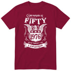 Burgundy Life Begins At Fifty t-shirt - 50th birthday gift for him with an eagle crest