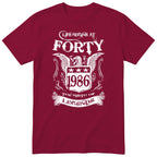 Burgundy Life Begins At Forty t-shirt - 40th birthday gift for him with an eagle crest