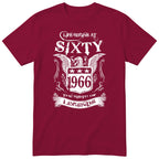 Burgundy Life Begins At Sixty t-shirt - 60th birthday gift for him with an eagle crest