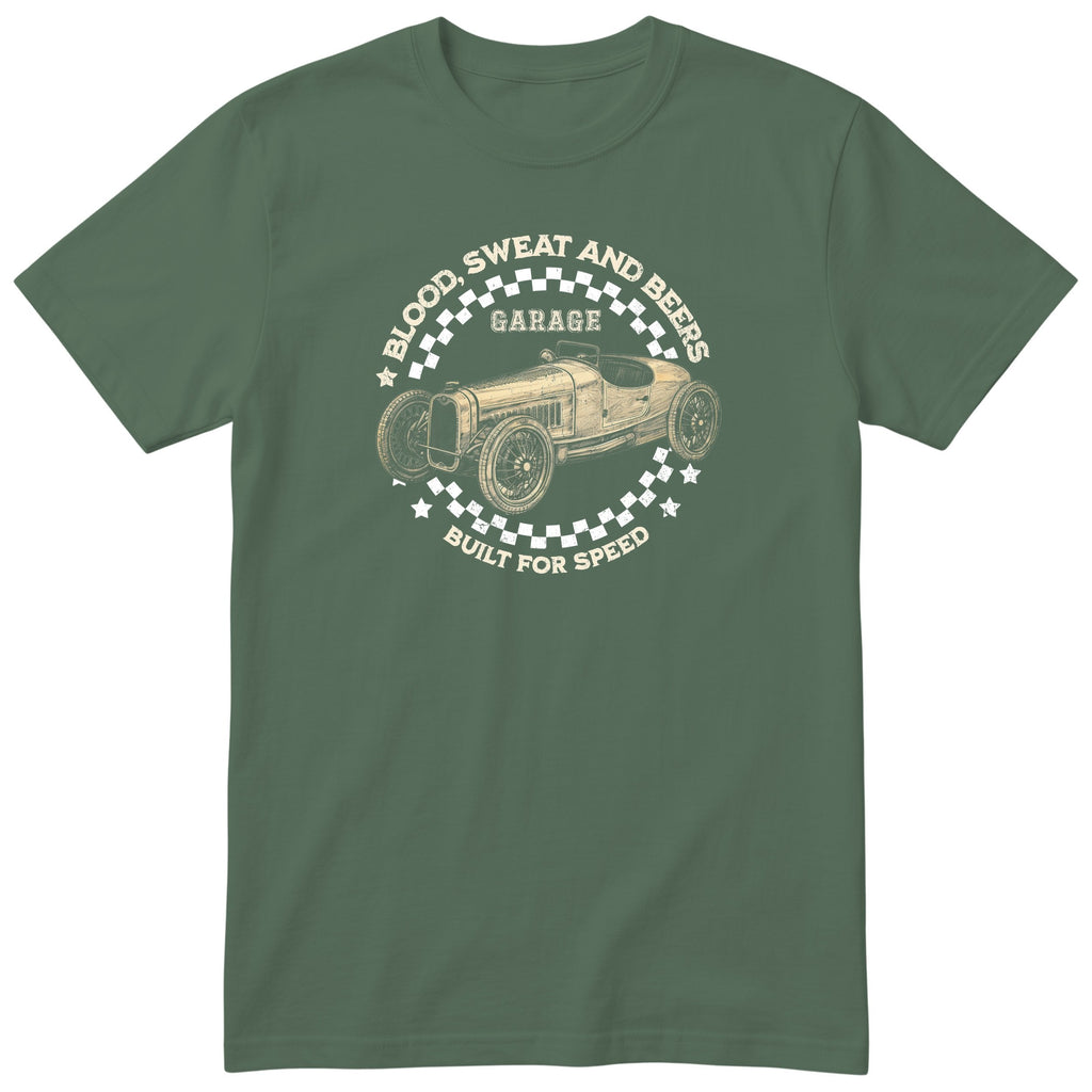 Blood Sweat and Beers Garage tee olive front