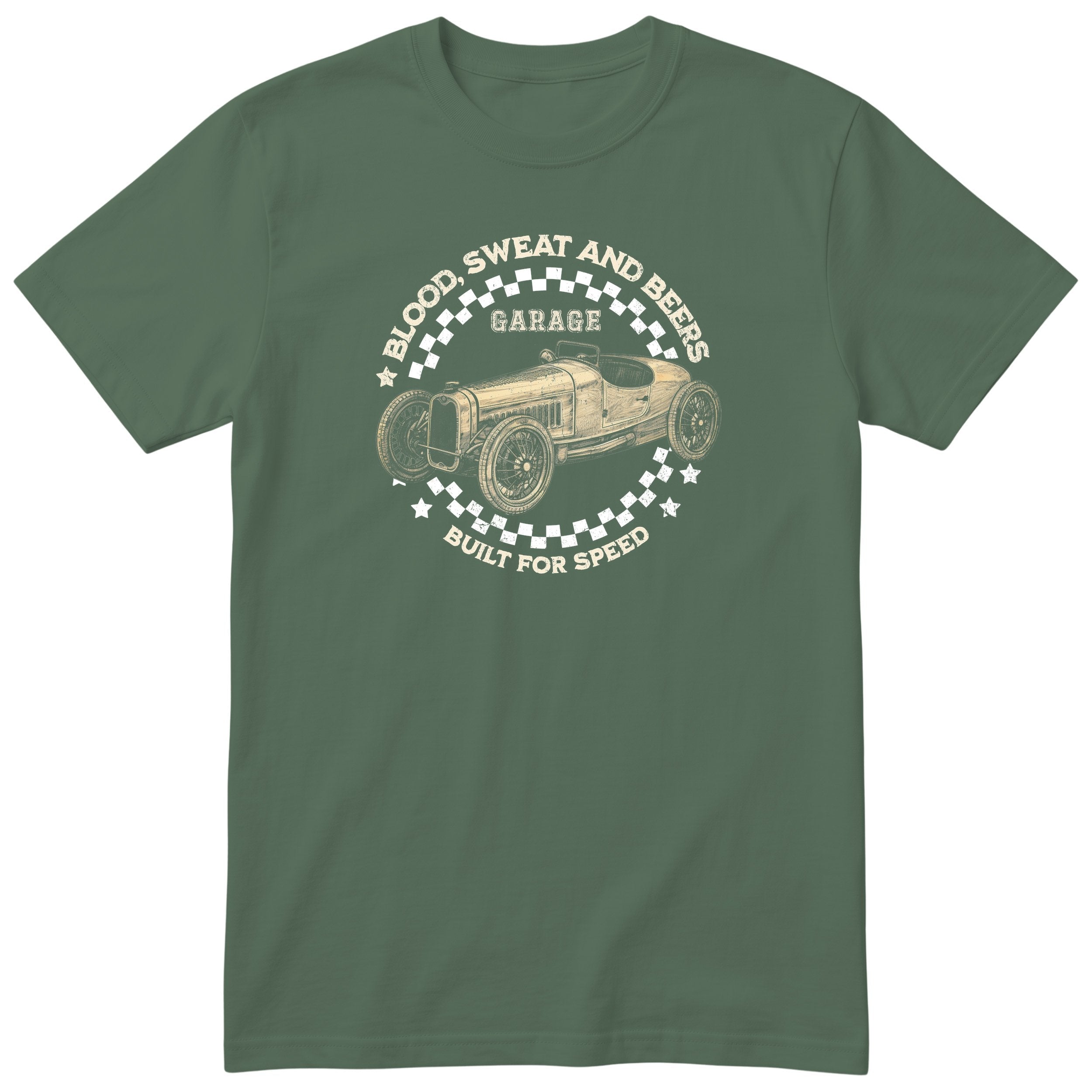 Blood Sweat and Beers Garage tee olive front