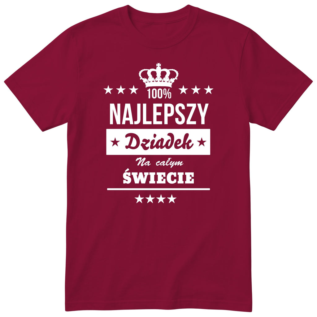 Bordowa koszulka 100% Najlepszy Dziadek Na Całym Świecie