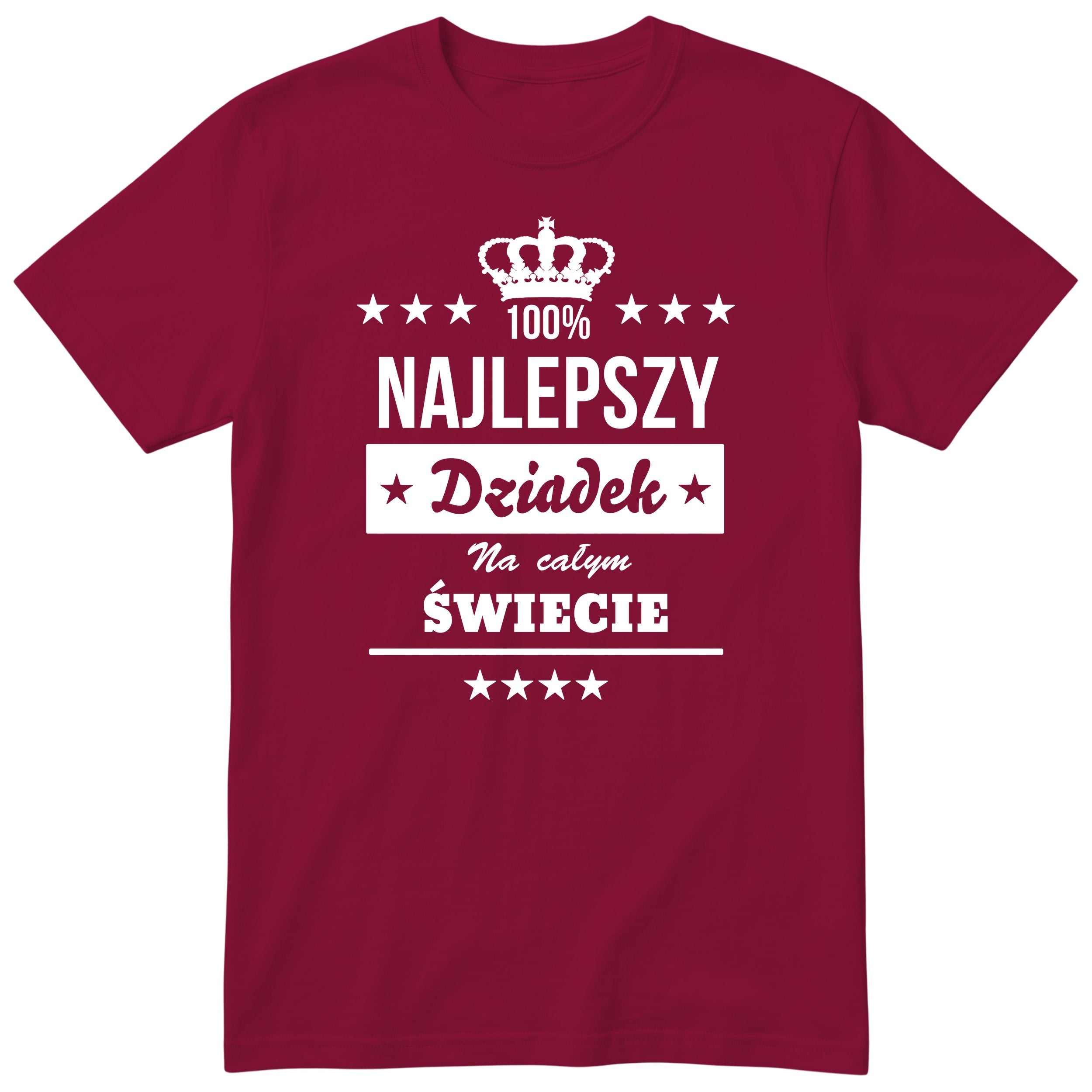 Bordowa koszulka 100% Najlepszy Dziadek Na Całym Świecie
