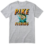 Pike Fishing T-Shirt - Gift for Anglers and Fishermen - Heather Grey