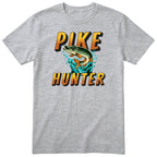 Pike Hunter Fishing T-Shirt - Gift for Anglers | Fisherman Tee - Heather Grey