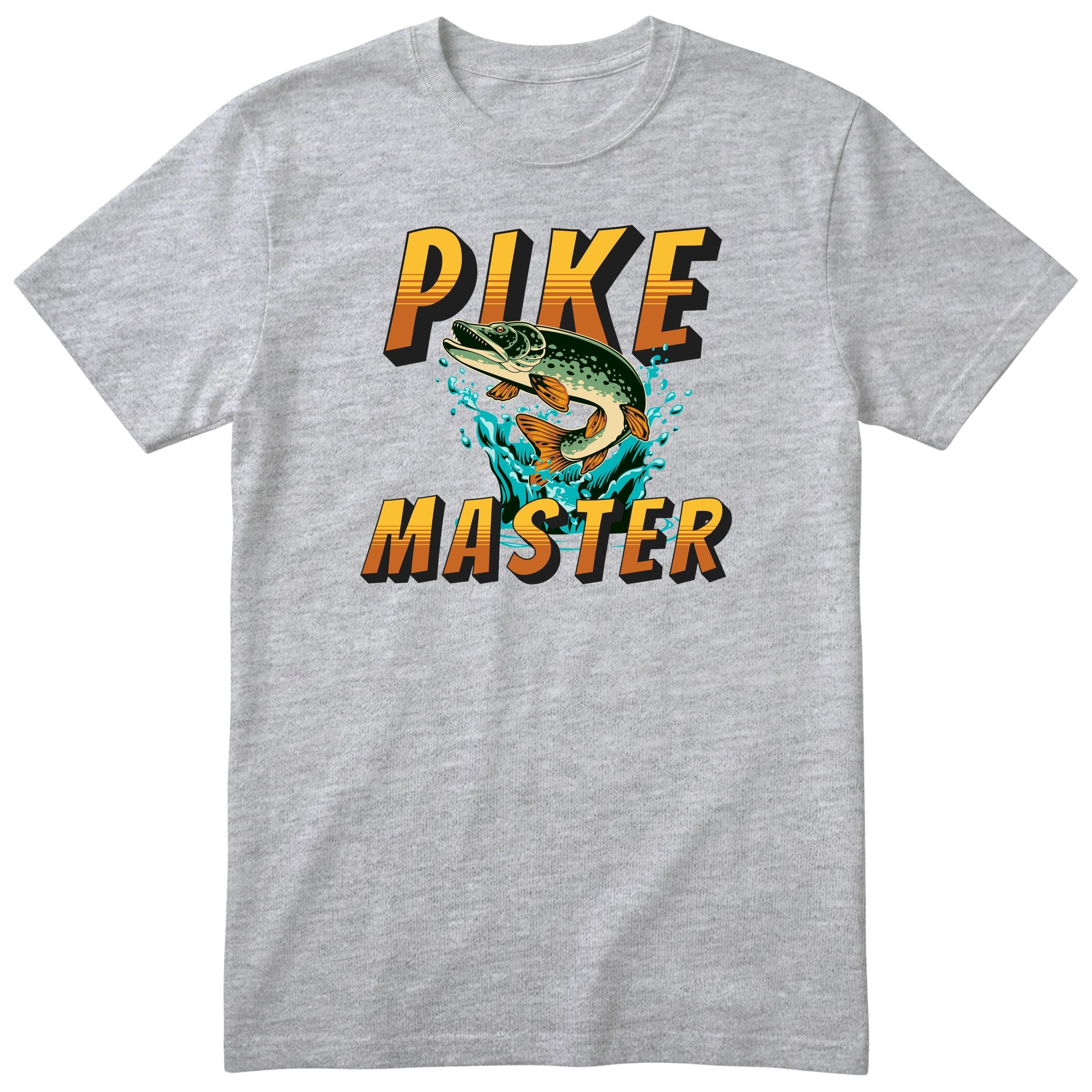 Pike Master Fishing T-Shirt - Funny Angler Gift Tee for Men - Heather Grey