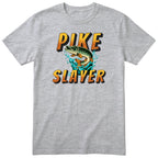 Pike Slayer Fishing T-Shirt - Funny Angler Gift Tee - Heather Grey