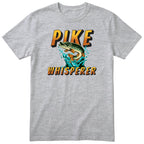 Pike Whisperer T-Shirt | Funny Pike Fishing Gift for Anglers - Heather Grey