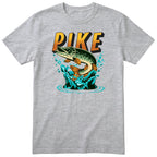 Pike Fishing T-Shirt | Angler Gift for Dad | Fisherman Tee - Heather Grey