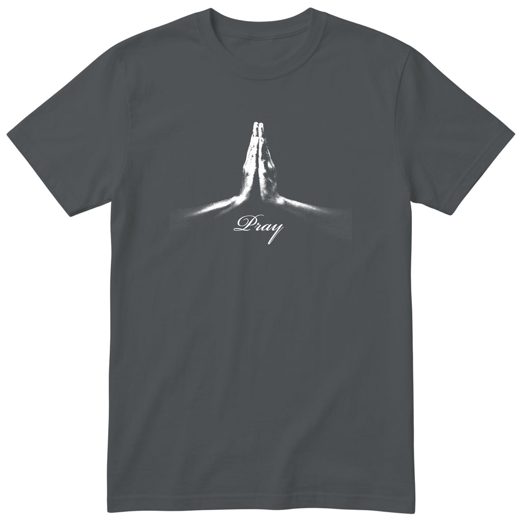 Pray T-Shirt | Prayer Hands Faith Design | Christian Gift - Charcoal