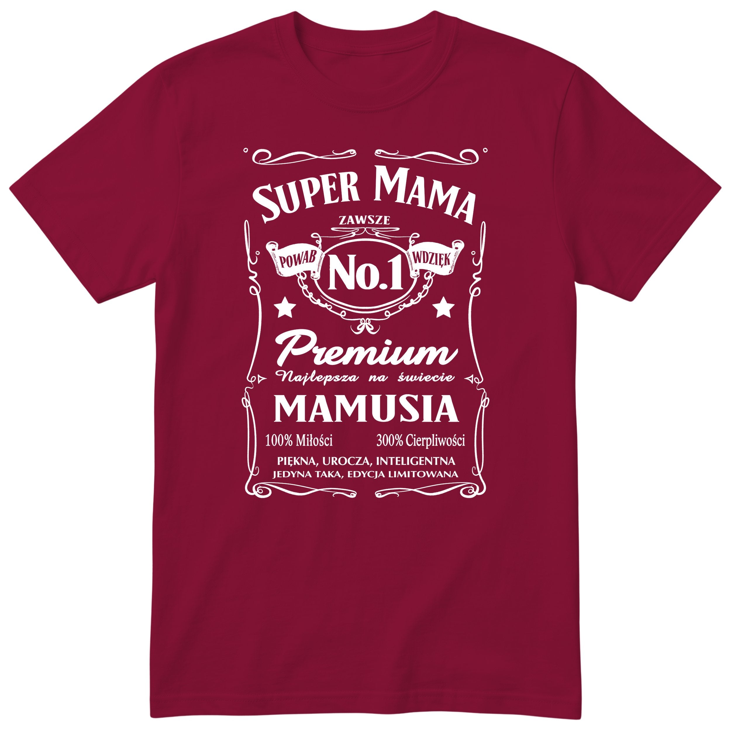 Koszulka bordowa - Super Mama No.1