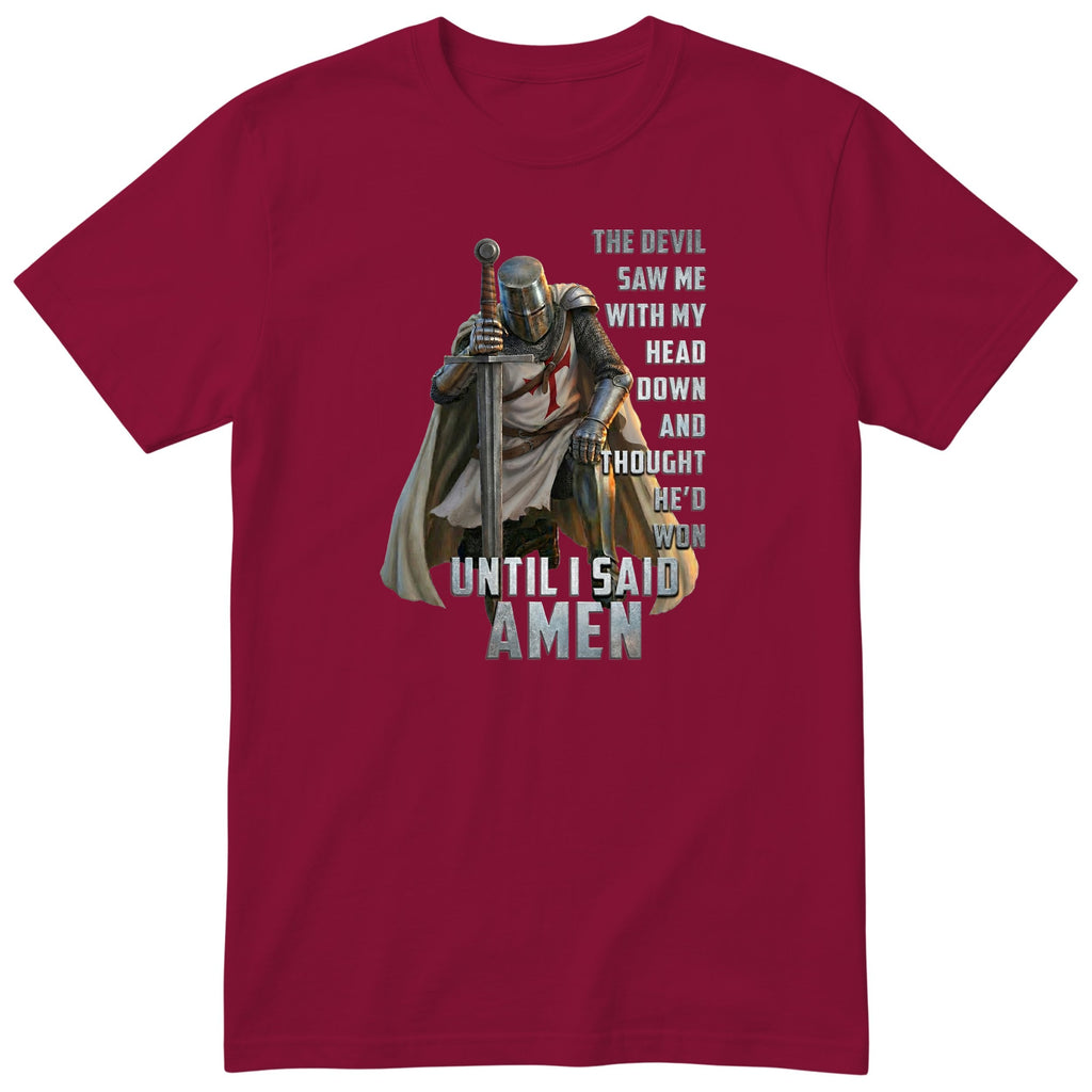 Burgundy Templar Said Amen t-shirt - Christian faith knight print, GitGraf