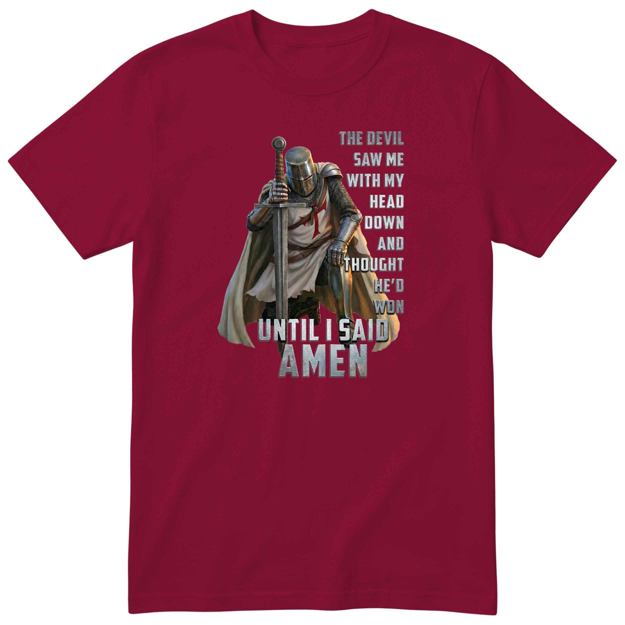 Burgundy Templar Said Amen t-shirt - Christian faith knight print, GitGraf