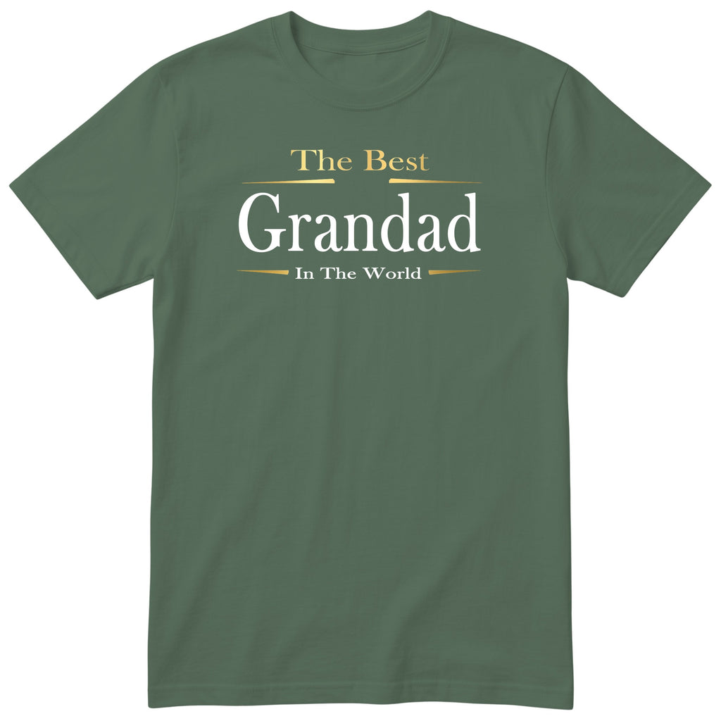 Olive The Best Grandad In The World Exclusive t-shirt with gold lettering - gift from the grandkids, English print