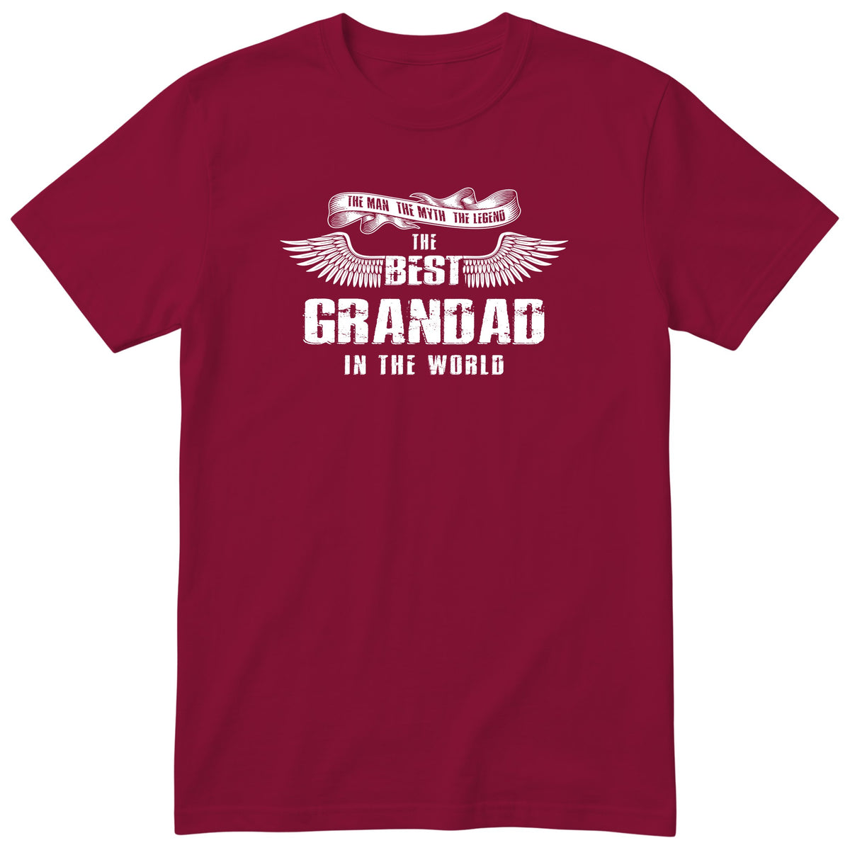 Burgundy The Best Grandad In The World wings t-shirt - the man, the myth, the legend, gift for grandad