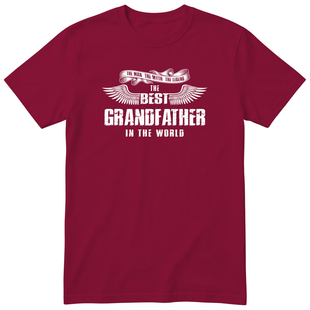 Burgundy The Best Grandfather In The World wings t-shirt - the man, the myth, the legend, gift for grandfather