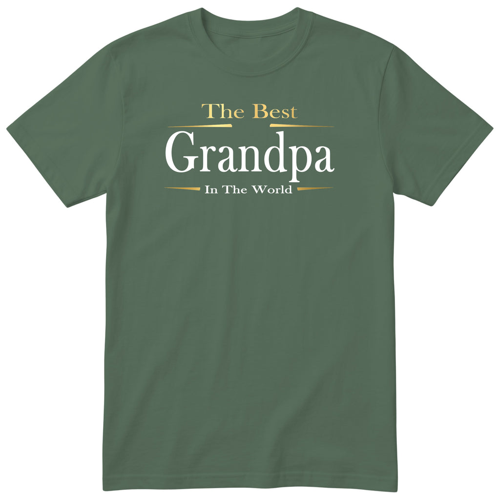 Olive The Best Grandpa In The World Exclusive t-shirt with gold lettering - family gift for grandpa, English print