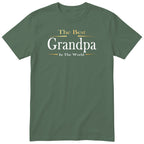 Olive The Best Grandpa In The World Exclusive t-shirt with gold lettering - family gift for grandpa, English print