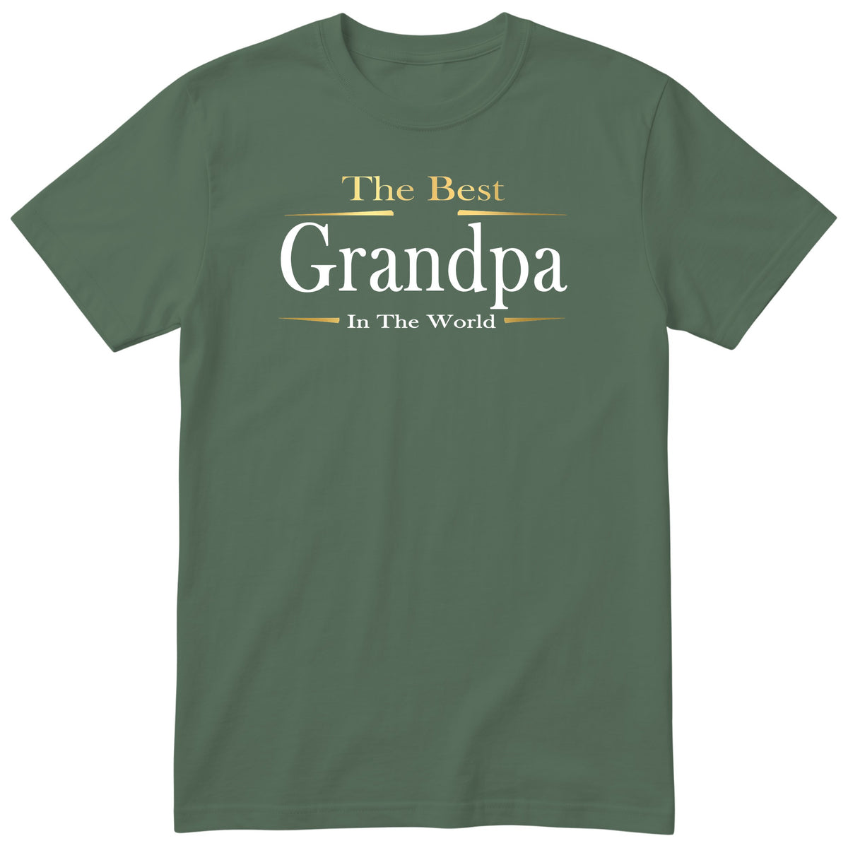 Olive The Best Grandpa In The World Exclusive t-shirt with gold lettering - family gift for grandpa, English print