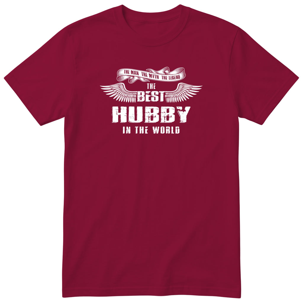 Burgundy The Best Hubby In The World wings t-shirt - the man, the myth, the legend, gift for husband