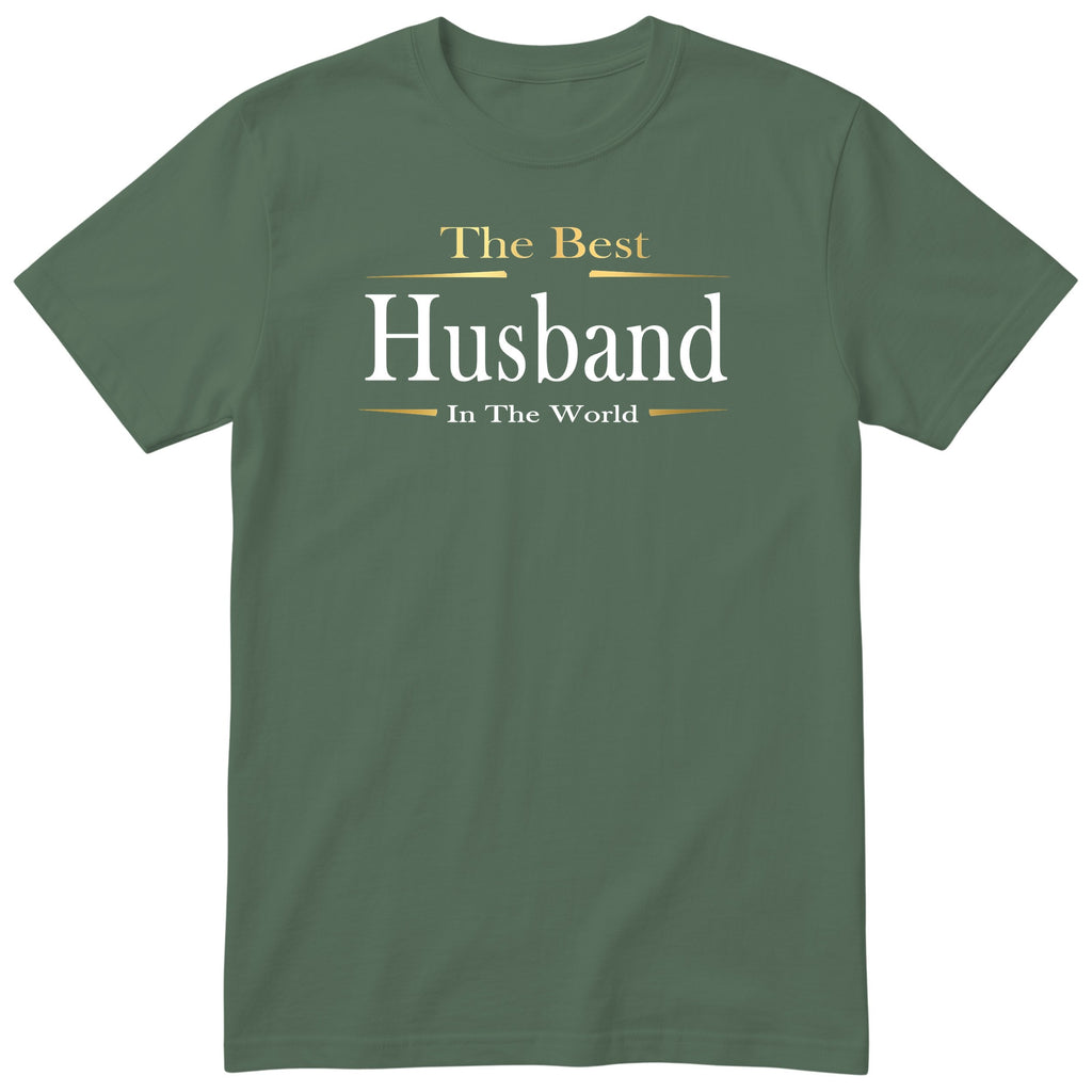 Olive The Best Husband In The World Exclusive t-shirt with gold lettering - anniversary gift from the wife, English print