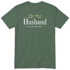 Olive The Best Husband In The World Exclusive t-shirt with gold lettering - anniversary gift from the wife, English print