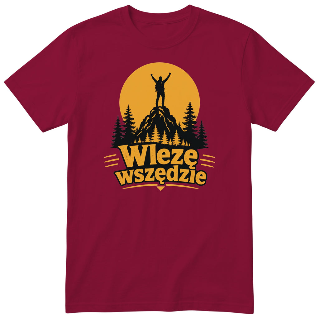 Koszulka "Wlezę Wszędzie" - bordowy t-shirt górski Polskie Koszulki